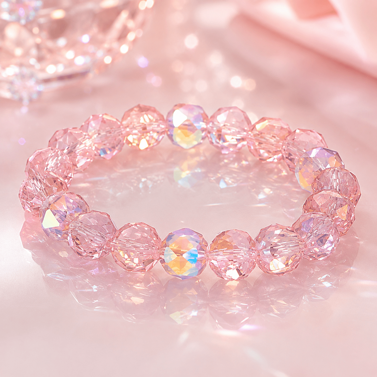Sparkling Pink Austrian Crystal Stretch Bracelet, Romantic Gift